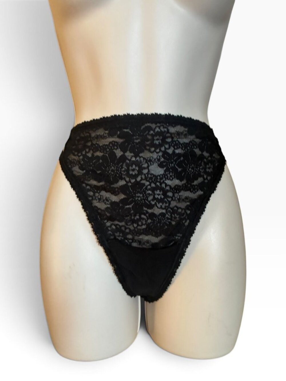 Victoria's Secret PINK Lace Black Thong Panties XXL Floral Stretchy Comfort New